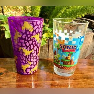SEGA Sonic Hedgehog VIACOM Rugrats Reptar Dino Character Beverage Drink Glasses
